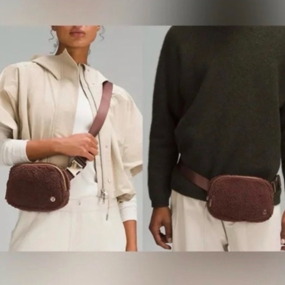 Lululemon brown textured fleece crossbody bag